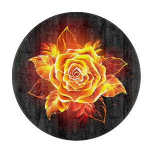 Feuerrose in Blüte Schneidebrett