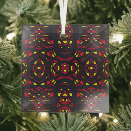 Feuerrote Orange Gelbe Abstrakte Gouache-Kunst Ornament Aus Glas