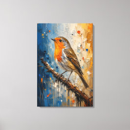 Feuerrote Robin-Impasto-Leinwanddruck Leinwanddruck