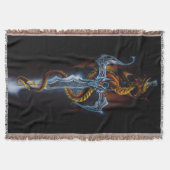 Feuerroter Fantasy-Drache mit silbernem Schwert Ge Decke (Vorderseite)
