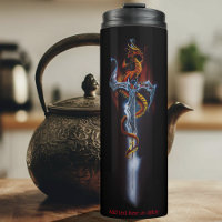 Feuerroter Fantasy-Drache Silberschwert-Gemälde