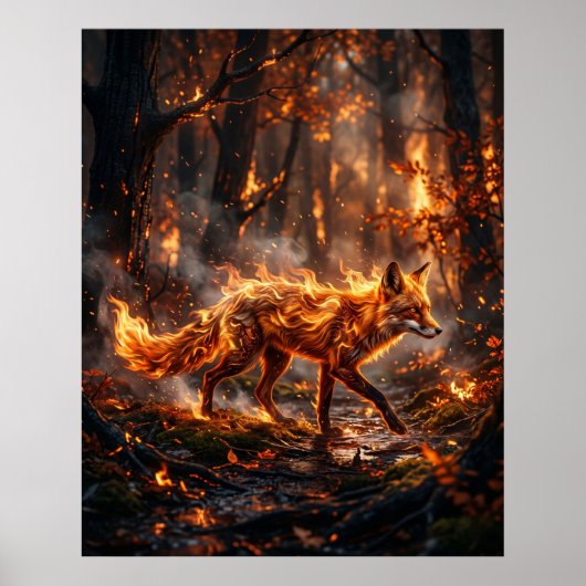 Feuerroter Fuchs Glut Wald Poster (Vorne)