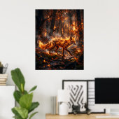 Feuerroter Fuchs Glut Wald Poster (Heimbüro)