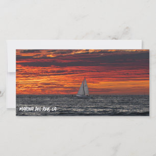 Feuerroter Sonnenuntergang - Marina Del Rey, CA Dankeskarte
