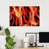 Feuerrotes Gold-Kunstposter für Abstrakte Flammen Poster (Heimbüro)