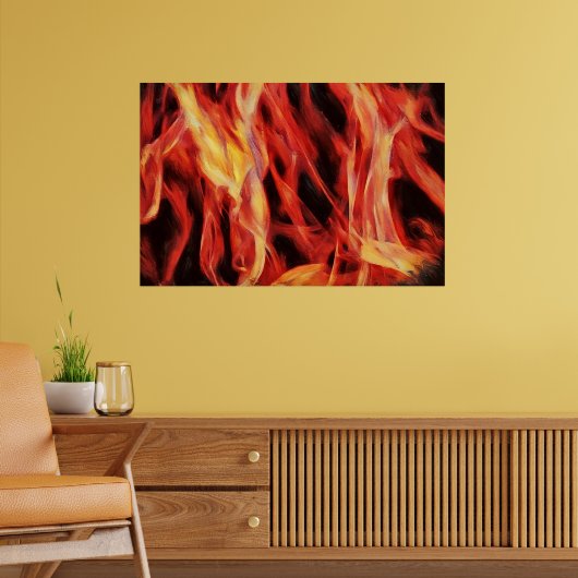 Feuerrotes Gold-Kunstposter für Abstrakte Flammen Poster (Wohnzimmer 2)