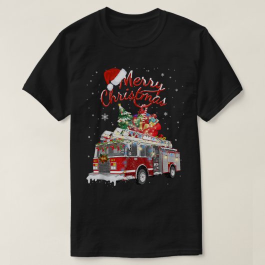 Feuerrucker Santa Sleigh Feuerwehrmann Weihnachtsf T-Shirt (Design vorne)