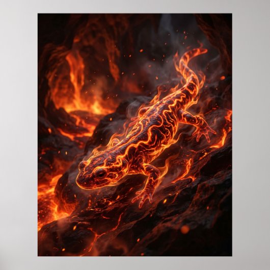 Feuersalamander Geschmolzene Kaverne Poster (Vorne)