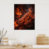 Feuersalamander Geschmolzene Kaverne Poster (Küche)