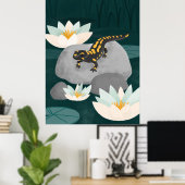 Feuersalamander-Wandkunst am Mitternachts-Teich - Poster (Heimbüro)