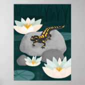 Feuersalamander-Wandkunst am Mitternachts-Teich - Poster (Vorne)
