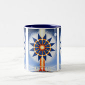 Feuersäule von Lynda Vugler Zweifarbige Tasse (Mittel)