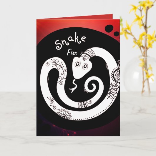 Feuerschlange Geburtstag Karte (Gelbe Blume)