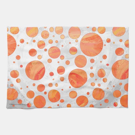 Feuersee Orange Polka Dot Pattern Geschirrtuch (Horizontal)