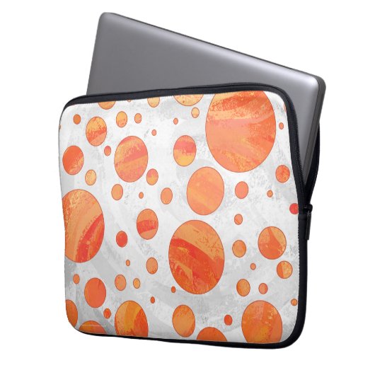 Feuersee Orange Polka Dot Pattern Laptopschutzhülle (Vorderseite Links)