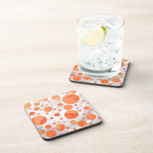 Feuersee Orange Polka Dot Pattern Untersetzer (Rechte Seite)