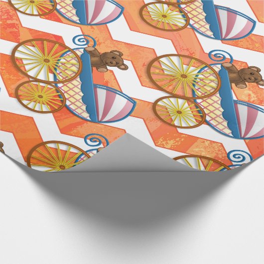 Feuersee Orange Zickzack Baby Geschenkpapier (Ecke)