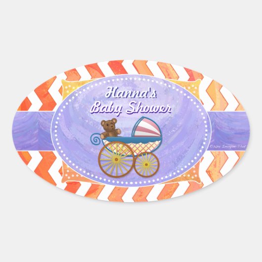 Feuersee Orange Zickzack Baby Ovaler Aufkleber (Vorderseite)