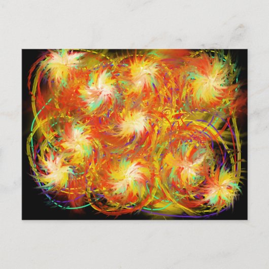 Feuerspiralen Funky Colorful Flame Abstrakte Kunst Postkarte (Vorderseite)