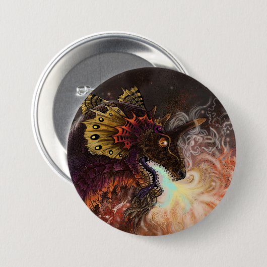 Feuerspitzter Drache Button (Vorne & Hinten)