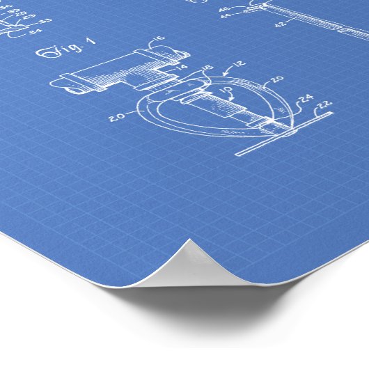 Feuersprinkler Head 1965 Patentart - Blueprint Poster (Ecke)