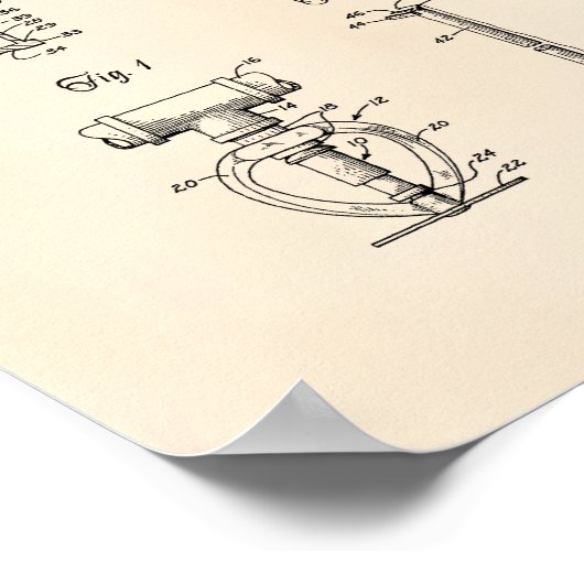Feuersprinkler Kopf 1965 Patentkunst - Alter Peper Poster (Ecke)