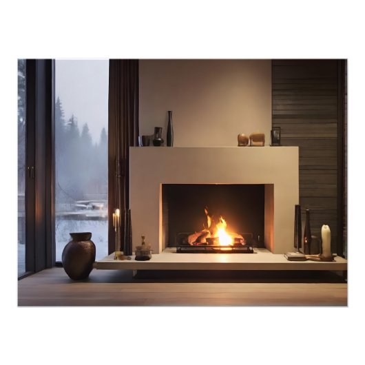 Feuerstelle auf Zuhause Fotodruck (Vorne)