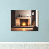 Feuerstelle auf Zuhause Leinwanddruck (Insitu (Holzboden))