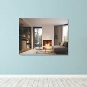 Feuerstelle auf Zuhause Leinwanddruck (Insitu (Holzboden))