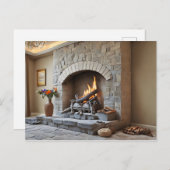 Feuerstelle auf Zuhause Postkarte (Vorne/Hinten)