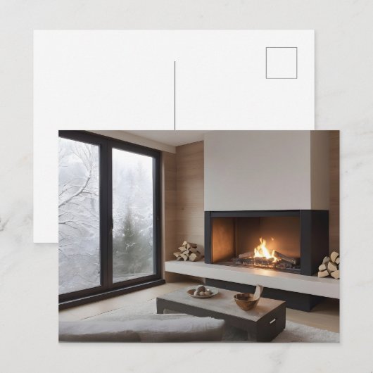 Feuerstelle auf Zuhause Postkarte (Vorne/Hinten)