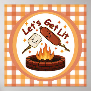 Feuerstelle „Let’s Get Lit“ – Süße Marshmallow und Poster
