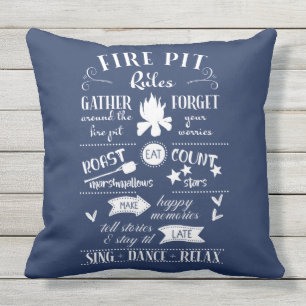 Feuerstelle Regeln Navy Blau und Weiß Personalisie Kissen