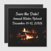 Feuerstromwärme Winter Szene Save the Date Magnetkarte (Vorne/Hinten)