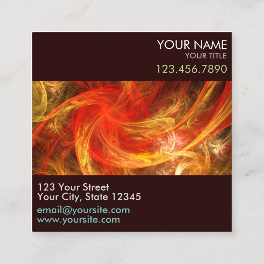 Feuersturm Abstrakte Kunst Beruflich Quadratische Visitenkarte (Rückseite)