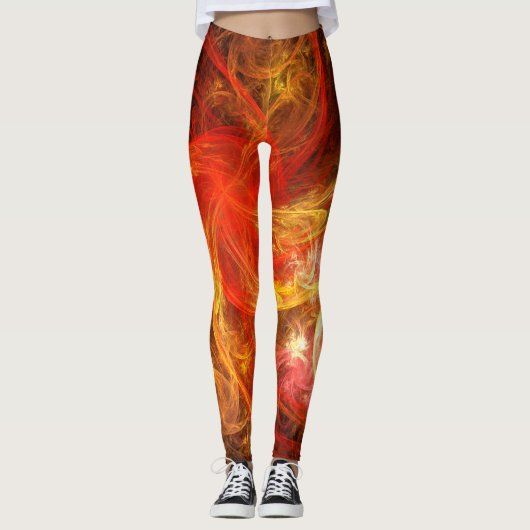 Feuersturm Abstrakte Kunst Leggings (Vorderseite)