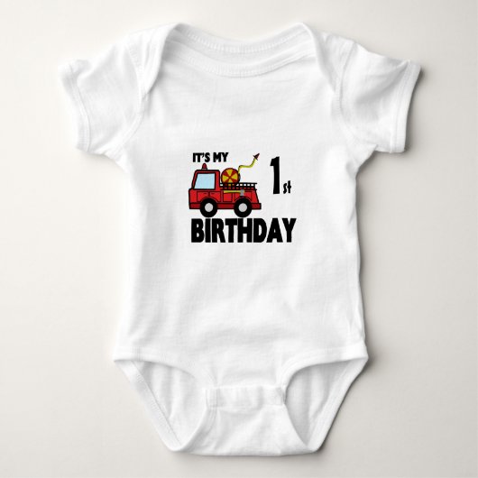 FeuerTruck Geburtstag Baby Strampler (Vorderseite)
