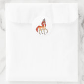Feuerunikorn Runder Aufkleber (Tasche)
