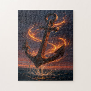 Feuerverankertes Rustikales Ankersymbol – Nautisch Puzzle