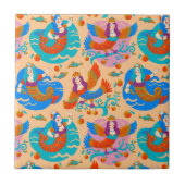 Feuervögel und Meerjungfrauen Fliese (Vorderseite)