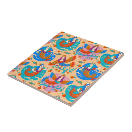 Feuervögel und Meerjungfrauen Fliese (Seite)