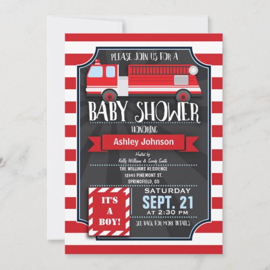 Feuerwache Kinderdusche Einladung (Vorderseite)