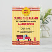 Feuerwache Kinderdusche Einladung Feuerwehrmännche (Stehend Vorderseite)