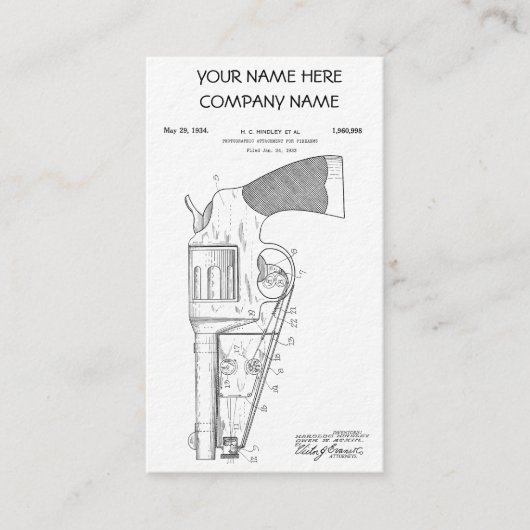 Feuerwaffenzubehörpatent - circa 1934 visitenkarte (Vorderseite)