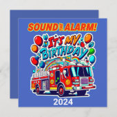 Feuerwagen Birthday Sound der Alarm Feuerwehrmann Einladung (Vorne/Hinten)