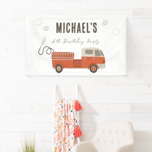 Feuerwagen Geburtstag Willkommen Banner (Insitu)