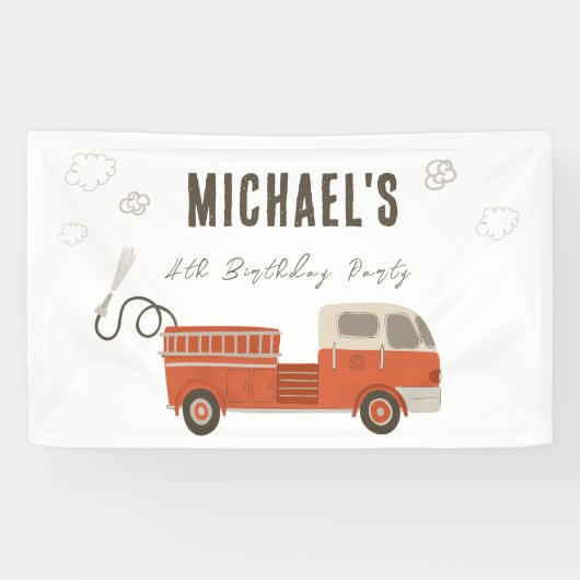 Feuerwagen Geburtstag Willkommen Banner (Horizontal)