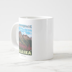 Feuerweed & Mountains - Anchorage, Alaska Jumbo-Tasse