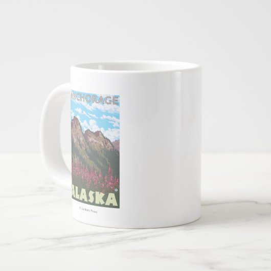 Feuerweed & Mountains - Anchorage, Alaska Jumbo-Tasse (Vorderseite Links)