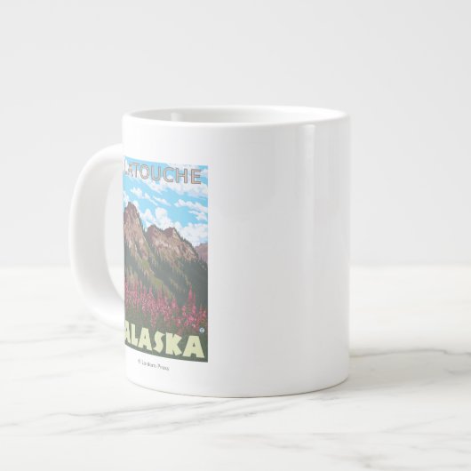 Feuerweed & Mountains - Latouche, Alaska Jumbo-Tasse (Vorderseite Links)